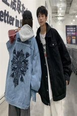 2025春季港风情侣假两件连帽牛仔夹克外套帽子可拆卸JK735-P88，男装夹克，星座912-1（原星座914-5）