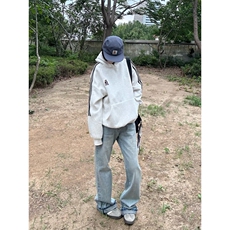 WE1741-P53美式复古条纹小熊刺绣连帽卫衣男女，男装卫衣，电商B323A