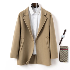 2025年秋季时尚百搭通勤简约休闲西装一粒扣宽松，男装毛呢大衣，宏展羊绒