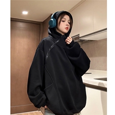 春上新双拉链重磅连帽情侣中性卫衣设计感外套男女H931P68，男装卫衣，电商A341