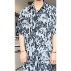 1短袖衬衫男+短裤潮流休闲套装男M-5XL大码TZ78708P50控98模特图，男装牛仔裤，星座226-2