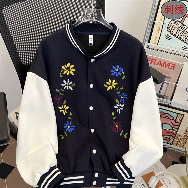 美式复古刺绣棒球服男女通用2025春秋冬季新款宽松情侣夹克潮牌，男装夹克，星座1210-1
