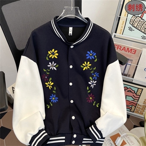 美式复古刺绣棒球服男女通用2025春秋冬季新款宽松情侣夹克潮牌,男装夹克,星座1210-1