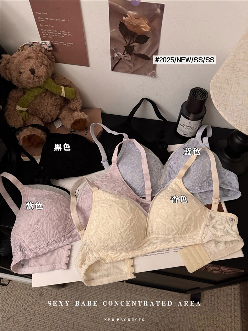 夏季薄款性感内衣女小胸聚拢无钢圈大胸显小美背文胸罩，文胸，梦白服饰厂