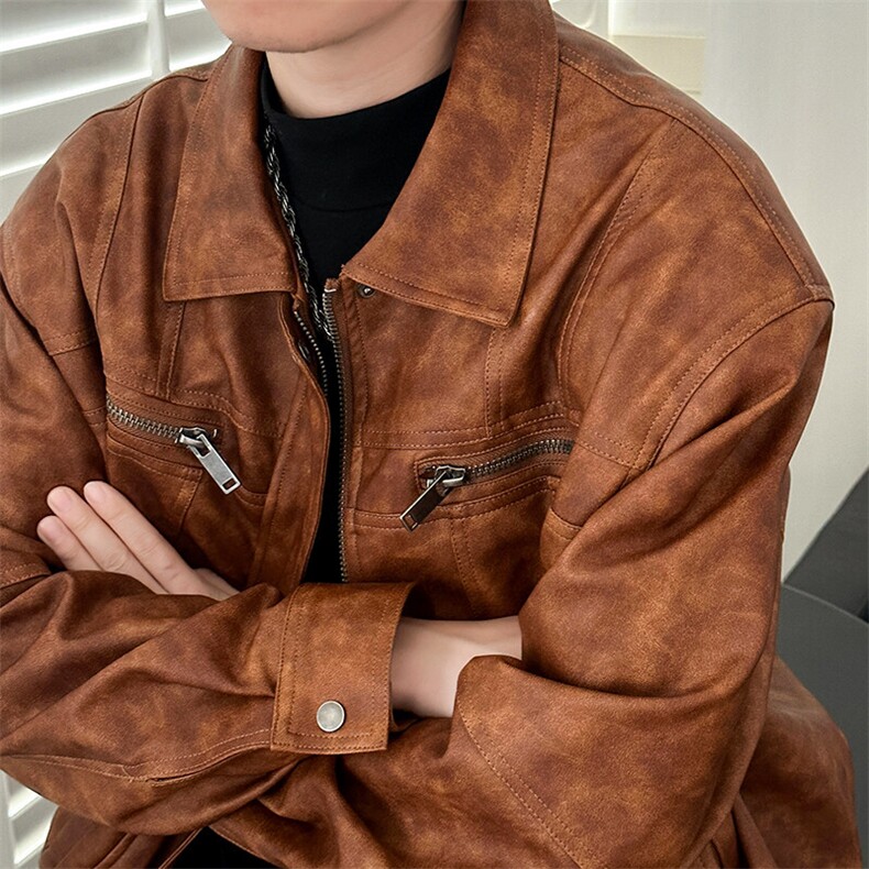 现货-春款复古皮衣男pu机车服皮外套潮牌痞帅夹克-AP23106-P115,男装夹克,电商A351