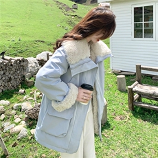 现货加绒加厚毛毛外套2C007-175-P235-K358，女装棉衣/棉服，2C007