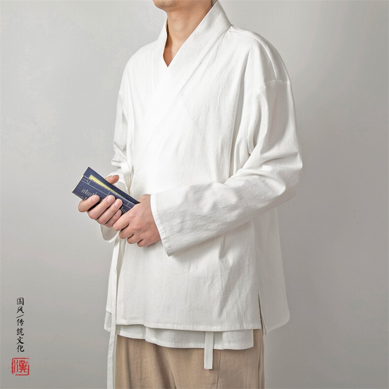 春夏新款风男装男士改良汉服假两件外套H103P95图片
