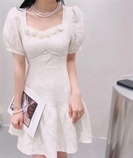 辛苦提花面料短款连衣裙，女装连衣裙，得到THETHAT