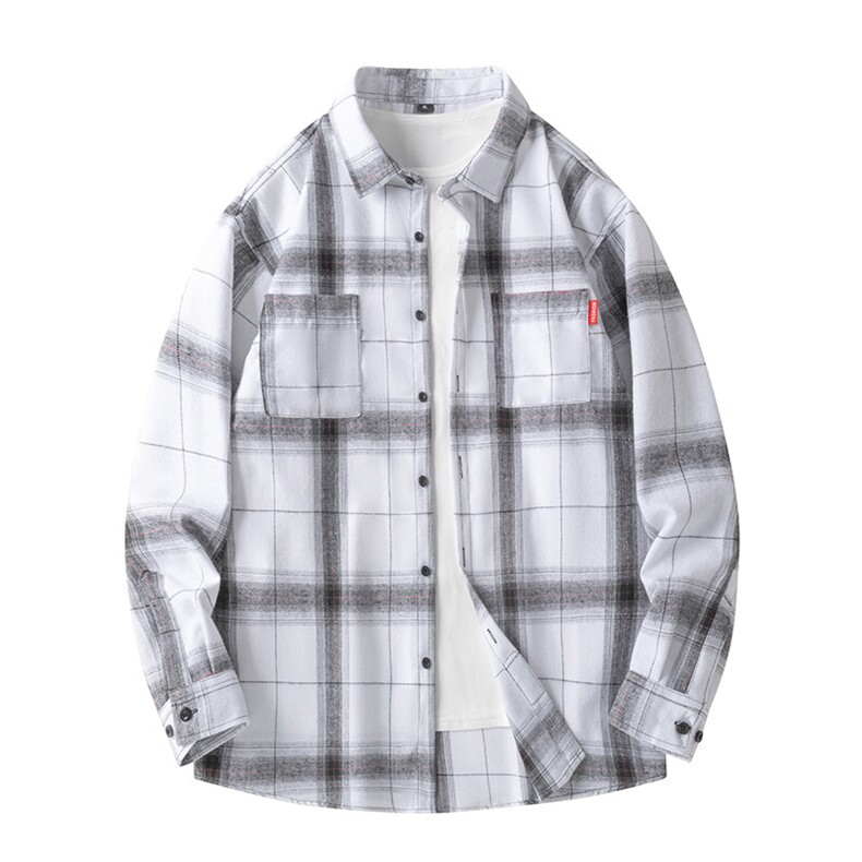 25年春季格纹衬衫长袖大码宽松落肩现货DS-C323-1-LY513-TP30，男装衬衫，电商C323-1