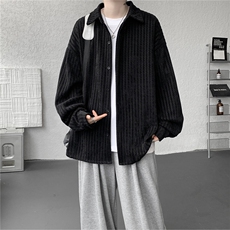 8XL-M鱼骨纹小香风衬衫男生春秋衬衣宽松慵懒垂感外套CS29009P45，男装衬衫，电商B312