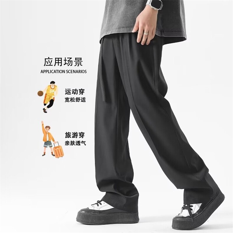 方寸先生高街设计感薄款休闲西裤男士夏季新款简约休闲裤宽松百搭,男装西裤,星座218-1（原230）