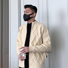 YB18-P57灰色立领开衫毛衣男秋季新款韩版慵懒风情侣针织衫，男装针织衫/毛衣，电商B323A