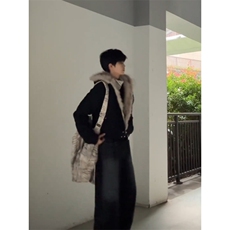 美式cleanfit毛茸茸座山雕连帽夹克棉服男女冬季加厚短款工装外套，男装夹克，四季星座505