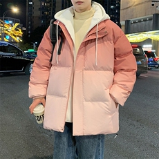 现货中性风棉衣男渐变假两件连帽二开加厚棉袄DSA157B-M8870-P90，男装棉衣，电商A157B