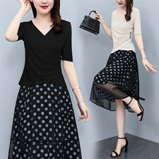 芷墨夏季新款时尚简约显高套装通勤职场上衣裙子俩件套，女装套装/套裙，芷墨服饰