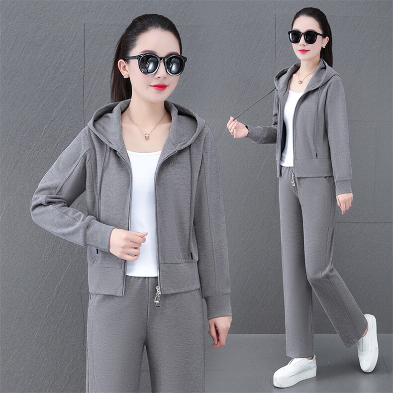 休闲运动服套装女2025新款春秋洋气减龄女装连帽卫衣两件套,女装套装/套裙,燕颉服饰