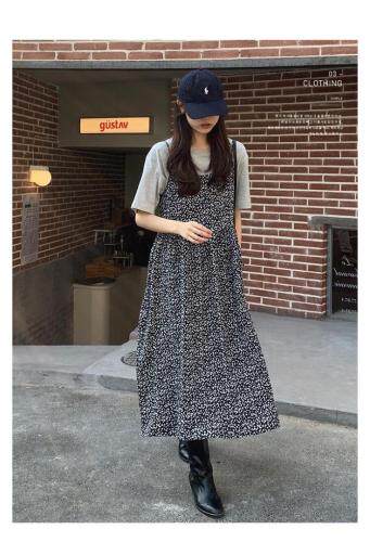 【现货】夏季新款压皱吊带连衣裙，女装背心吊带，木可可木R