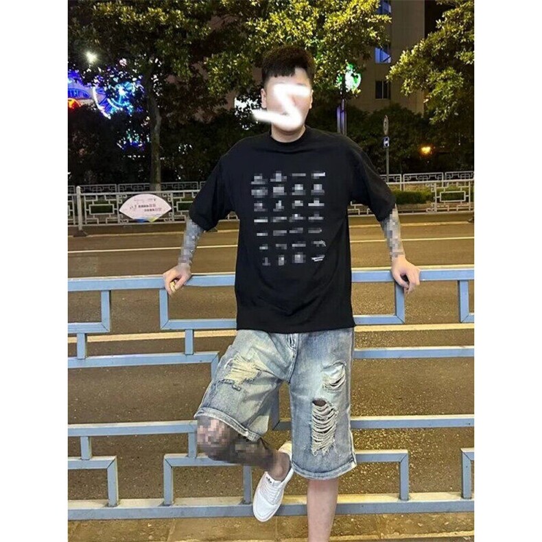 破洞牛仔短裤男夏季新款美式复古拉链设计直筒五分裤LY6466-P40,男装牛仔裤,星座1008
