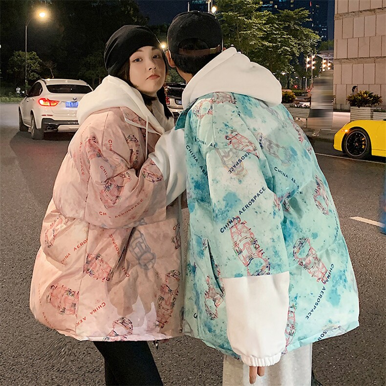 china宇航员太空人连帽假两件情侣棉衣A071-Y288-P130女类,女装棉衣/棉服,电商A071