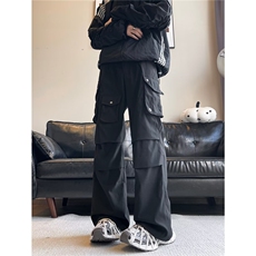 美式机能风多口袋工装休闲裤男春秋季宽松伐木伞兵裤GKX820-P58，男装休闲裤，星座302B-2