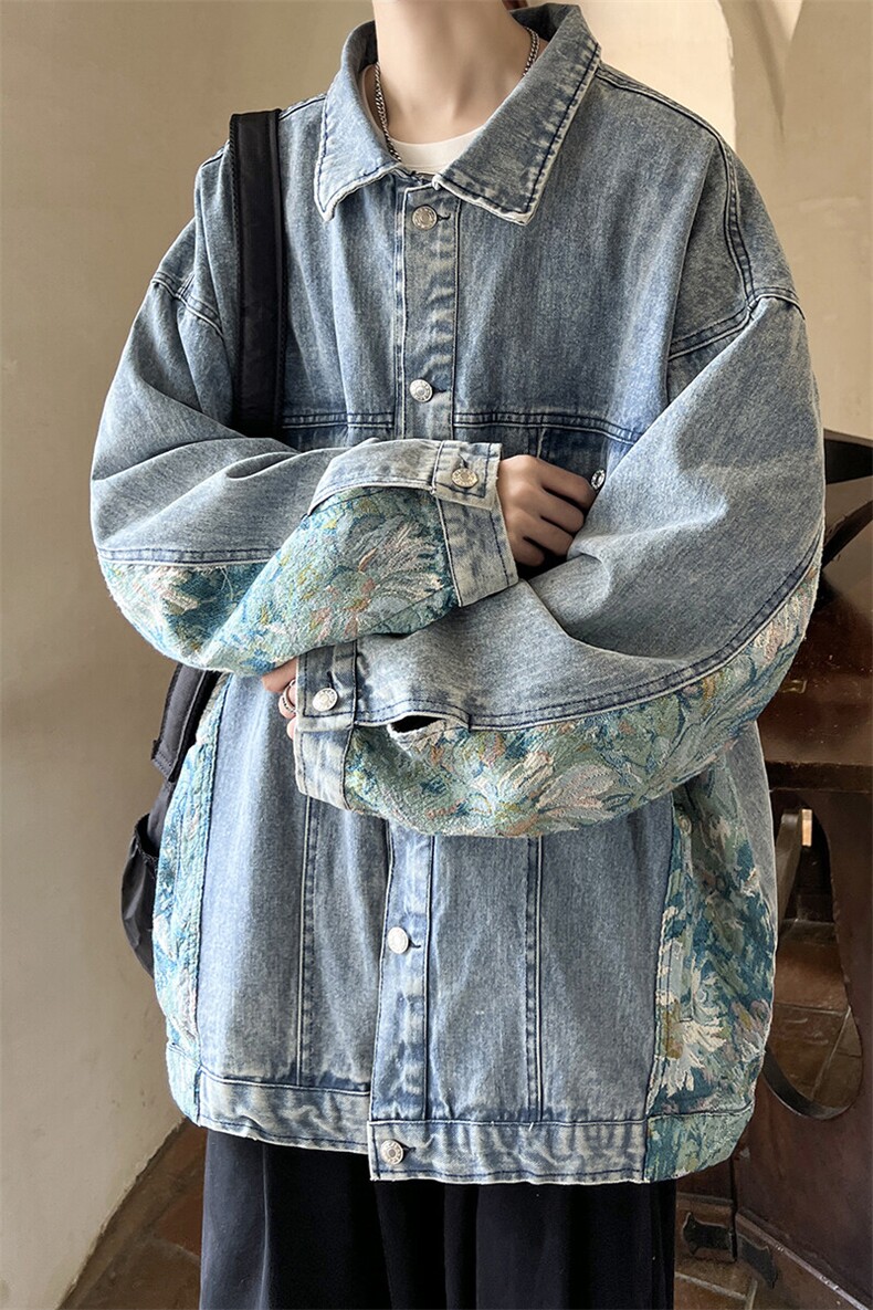 2025刺绣拼接牛仔夹克男外套男大码潮港风外套NZ77065P95控128,男装夹克,星座227-7