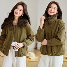2025年冬季可拆卸羊羔毛翻领加厚加绒内里棉服棉衣派克服，女装棉衣/棉服，简韵佳