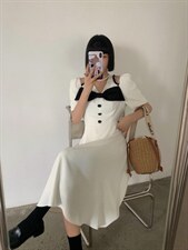 重工手工订珠连衣裙，巨显瘦，女装连衣裙，DTU(6F)