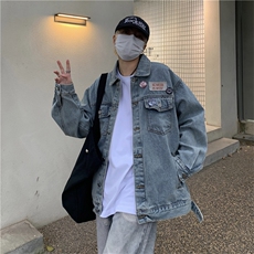 美式复古设计感水洗做旧牛仔衣外套男春秋高街夹克潮JK01208-P62，男装夹克，星座308B-1