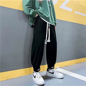设计感小众灯芯绒卫裤男春秋休闲运动束脚直筒百搭裤子BK372-P35图片