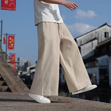 2025年风春夏新款棉麻休闲裤子阔腿裤加肥加大K597-P55，男装休闲裤，星座313B-4（原星座309A-1）