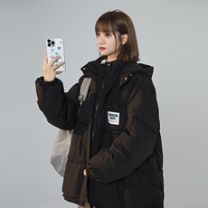 A269-P85冬季宽松防风连帽上衣棉胸标设计服港风外套，女装短外套，星座911