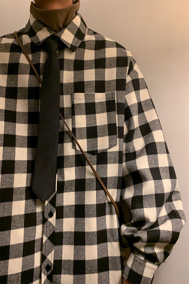 慵懒风潮流休闲宽松百搭情侣格子衬衫C2162-P32【特价】,男装衬衫,电商A007
