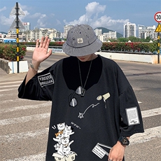 Q11115-P30春夏季七分袖t恤男大码五分袖男短袖中袖，男装T恤，电商A040