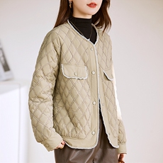 短款外套女2023新款冬季夹棉夹克秋冬薄款时尚棉衣棉服，女装棉衣/棉服，贵人树
