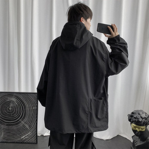 冬季大口袋连帽套头外套潮流情侣个性工装夹克JK853-P35加绒45,男装夹克,星座1008-1