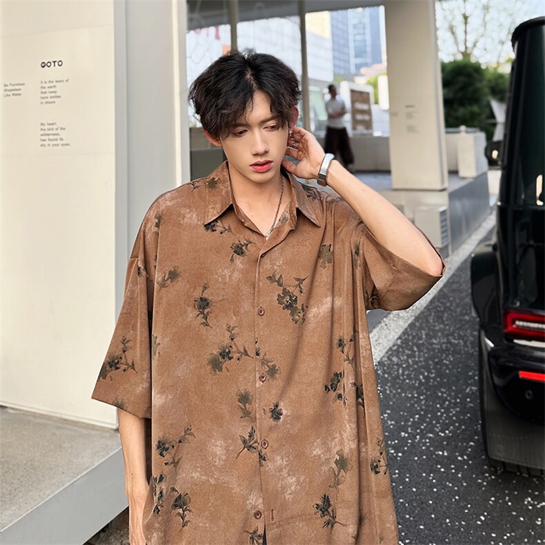 现货潮男单品两色花衬衫A071-T18-P38,男装衬衫,电商A071