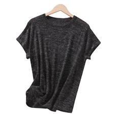 夏季天丝亚麻针织短袖T恤女圆领花纱薄款上衣宽松百搭半袖打底衫，女装T恤，东远绒业