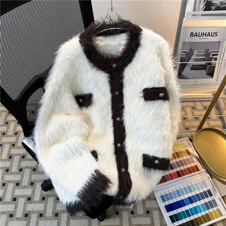 美式复古加厚保暖仿貂毛针织衫潮牌宽松时尚小香风宽松毛衣，男装针织衫/毛衣，星座410-7