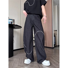 美式高街牛仔裤男潮牌复古计感宽松阔腿弯刀裤子NA102-P55，男装牛仔裤，星座208-5