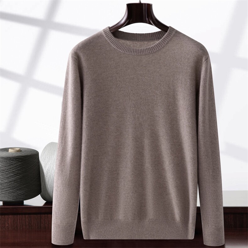 2025秋冬百搭时尚简约圆领长袖男士羊绒衫，男装羊绒套衫，晨晟羊绒