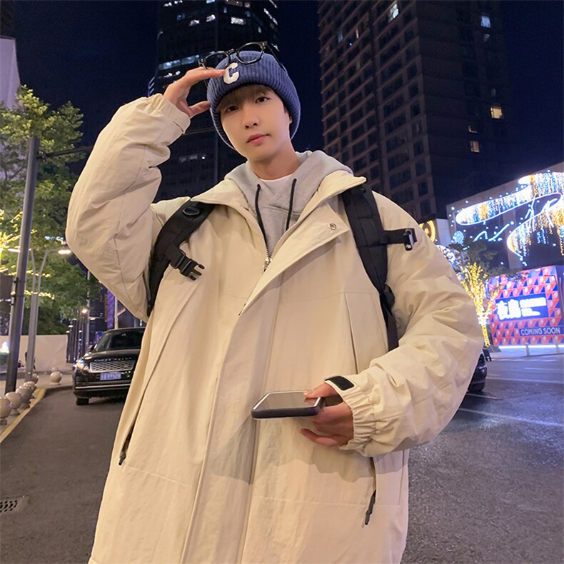 冬季潮牌日系纯色简约加绒加厚保暖防寒休闲棉服外套MY9079-P100,男装棉衣,电商A128