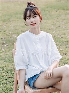 夏季新款日系木耳花边拼接小衫图片