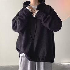 慵懒风连帽毛衣男装春秋季美式休闲设计感针织衫外套潮M355-P49，男装针织衫/毛衣，星座208-5