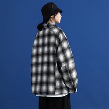 2020年秋冬新款高领休闲格纹呢料外套DS-B293-Y602-P95控125，男装夹克，电商A306
