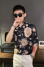 312A-103-P55新款社会小伙中袖衬衫韩版潮流男士五分袖衬衣A，男装T恤，星座312A-5