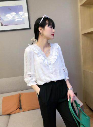 时尚花边设计衬衫，女装衬衫，兰魅依生