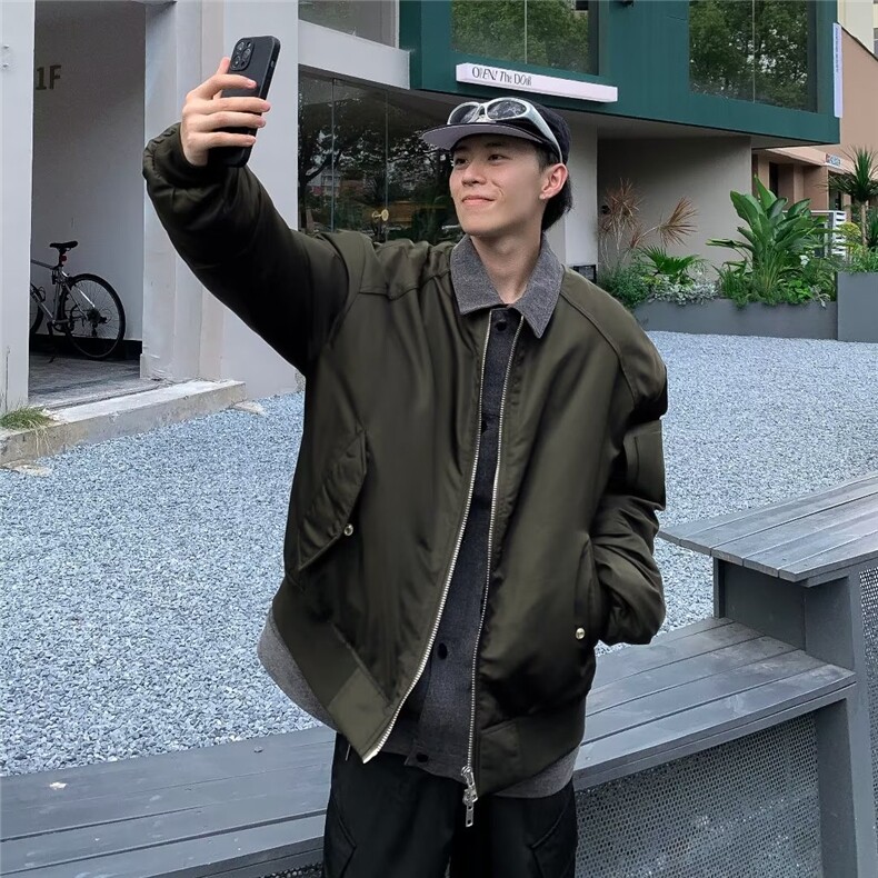 美式假两件棒球服棉衣外套男拼接撞色加厚飞行员棉服MY8212-P95,男装棉衣,星座1001-1
