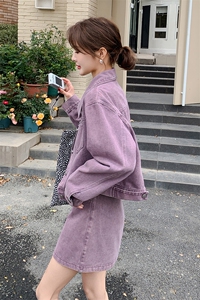 紫色短款羊羔毛外套女2025冬季新款小个子高级感皮毛一体加厚棉服图片