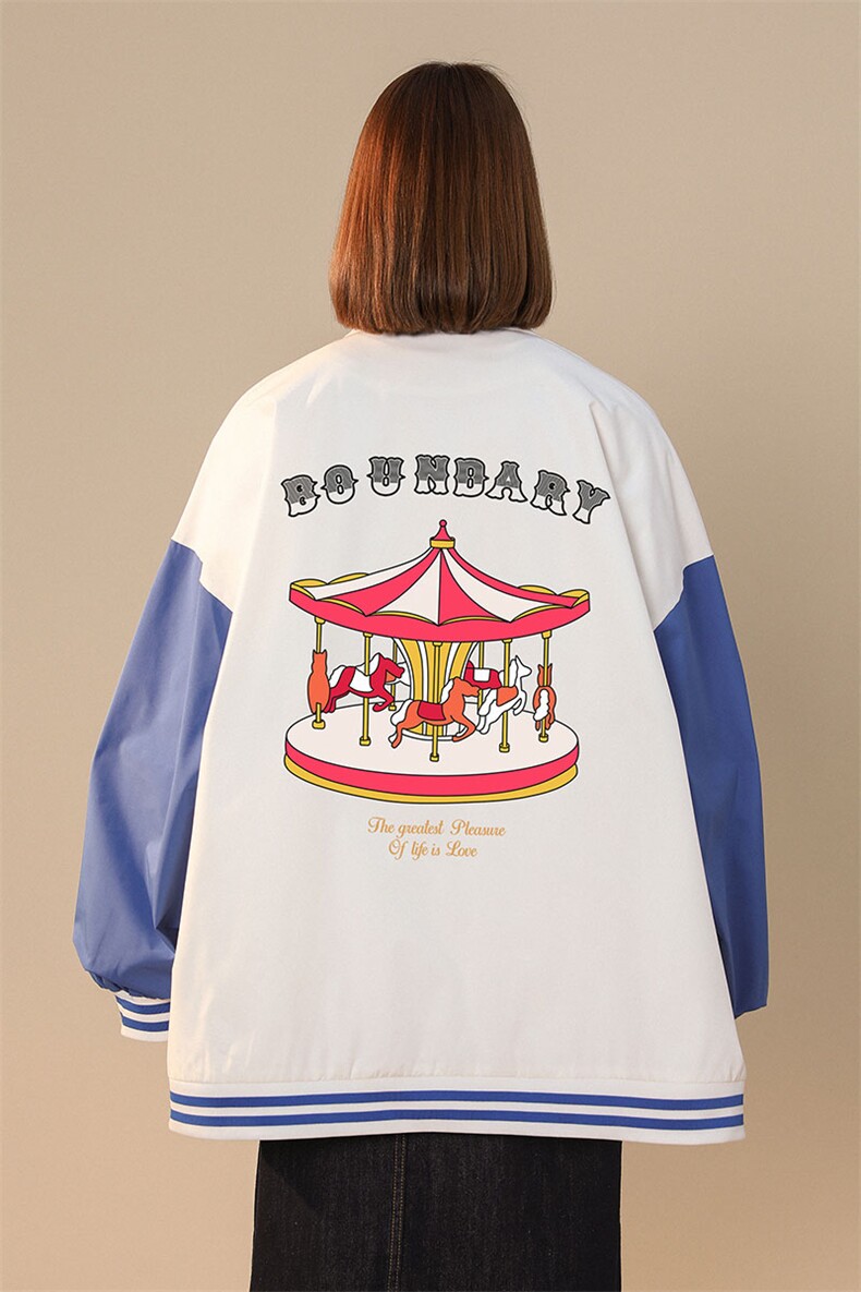 中性风嘻哈炸街街头风小丑印花棒球服宽松夹克外套G8020P70K88--,男装夹克,A247A