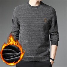 新款长袖休闲上衣2023冬季中青年男装圆领加绒卫衣XX21902-P110,男装卫衣,电商B212（原钱塘6029）